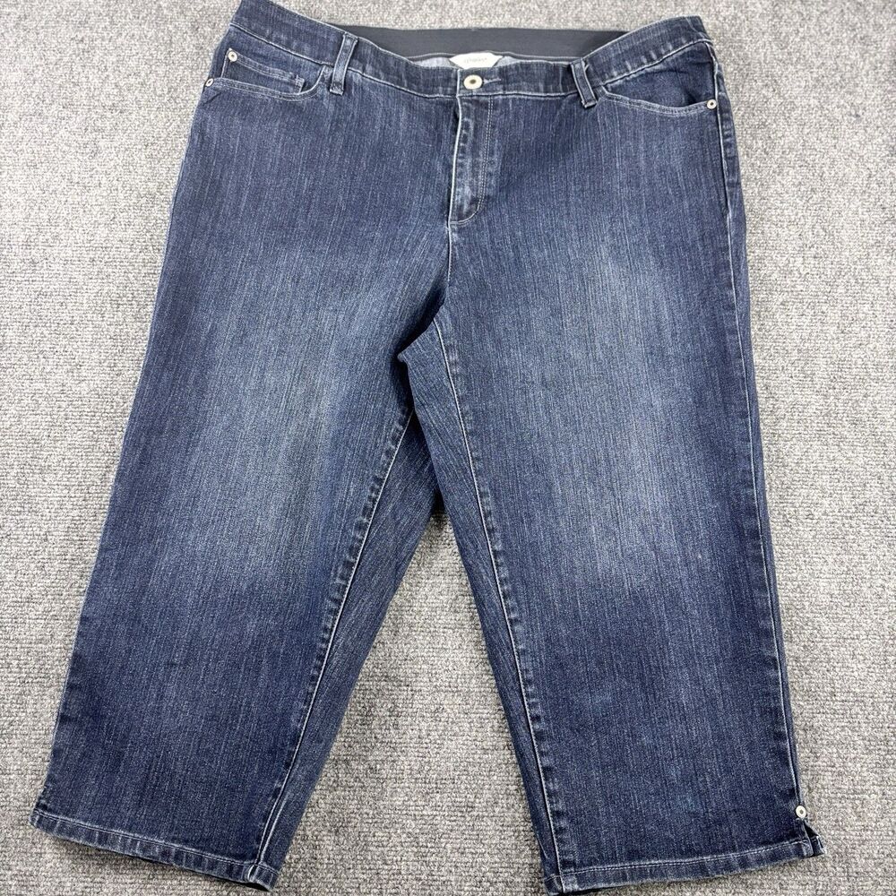 CJ Banks Jeans 18W Dark Wash Denim Capri Pants Comfort Waist 8" Hem